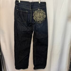 Live Mechanics Vintage Y2K Jeans Men's 36 Baggy Fit Embroidered Denim